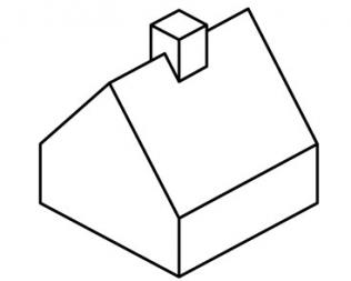 Zadeldakschoorsteen
Schoorsteen symetrisch t.o.v. de nok
Aan 2 zijdes loketten ingemetseld
Aan 2 zijdes voetlood ingemetseld